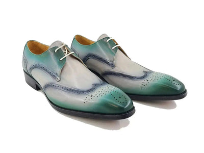 Carrucci Shoes KS Two Tone Wing Tip Blucher Oxford Calfskin KS503 69T front view