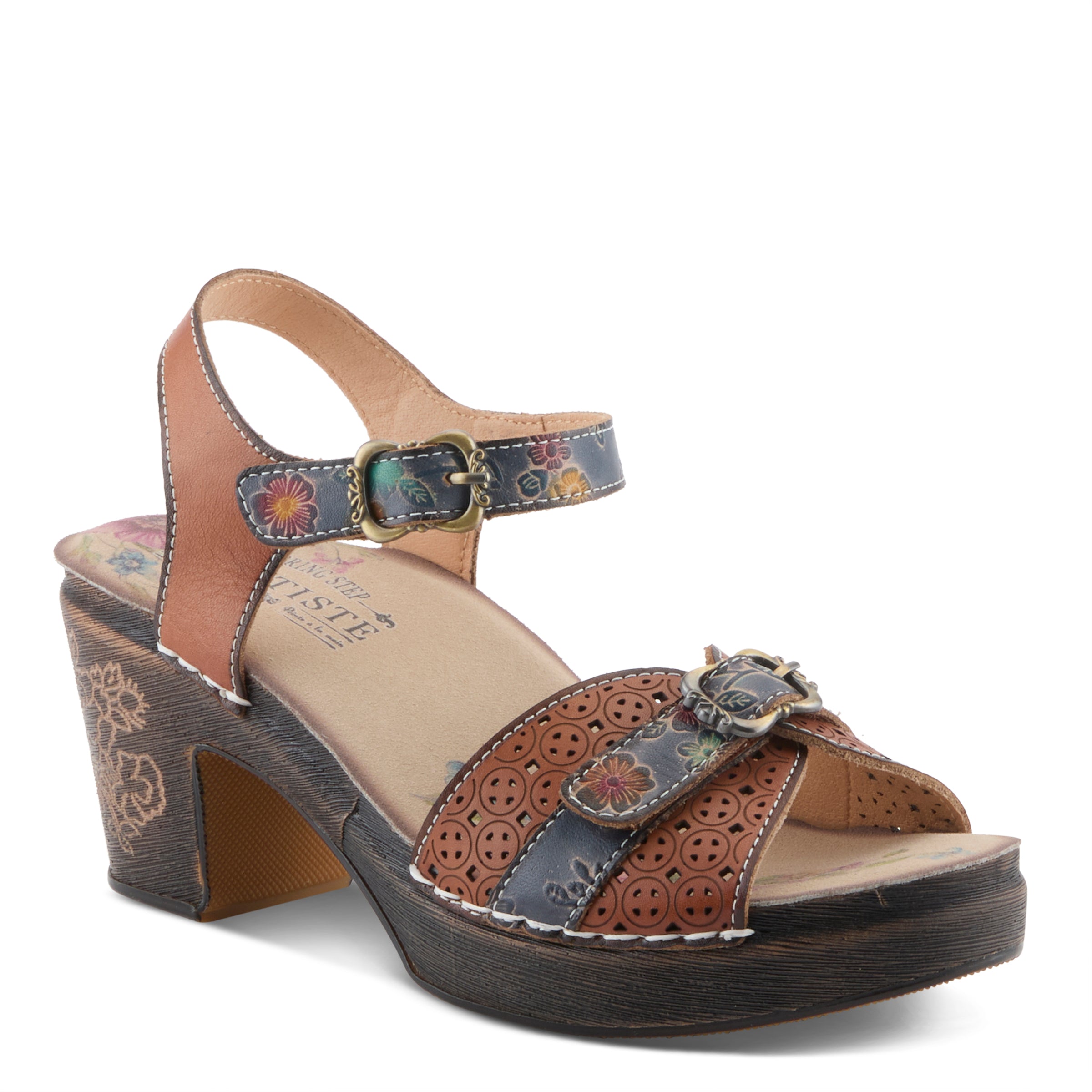 L'Artiste L'ARTISTE UPPERBUCK SANDALS sandal in black multi with handcrafted leather design