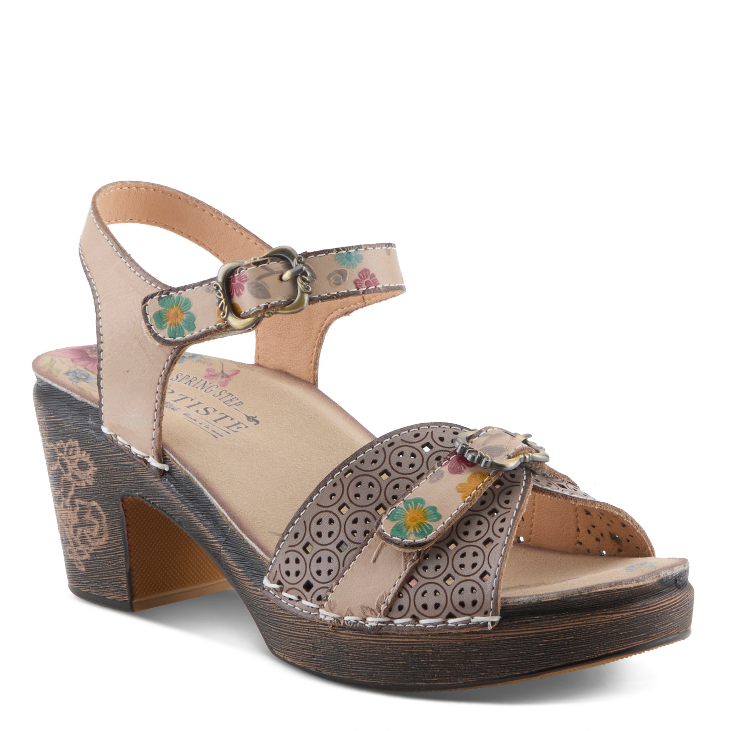 L'Artiste L'ARTISTE UPPERBUCK SANDALS sandal in camel multi with handcrafted leather design