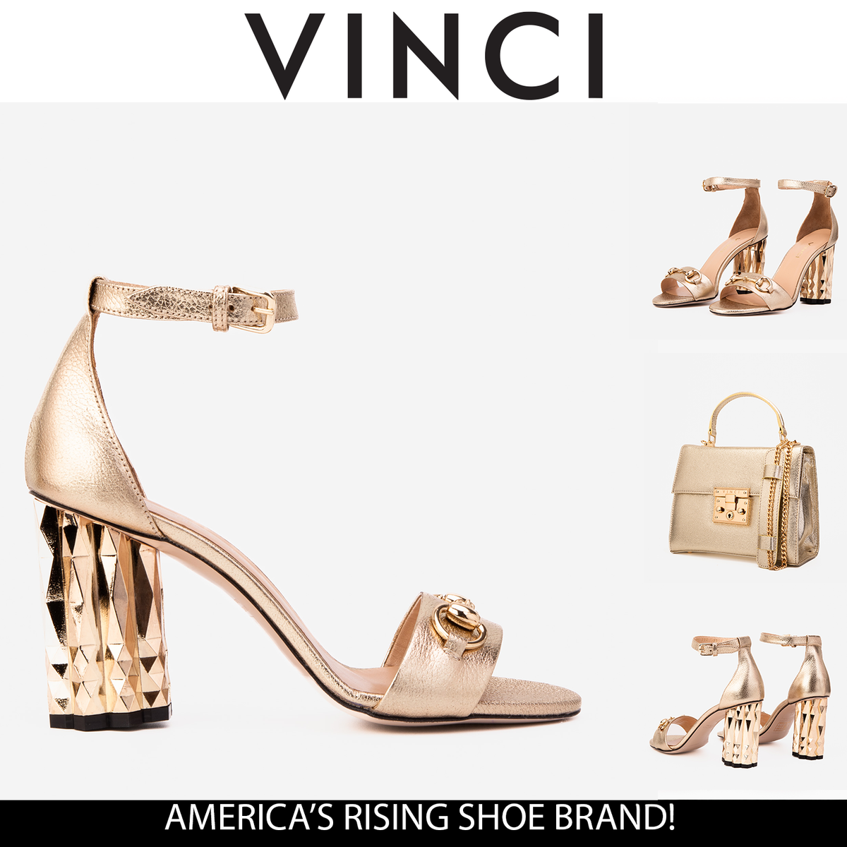 Vinci Leather The Avlonya Block Heel Gold Leather Ankle Strap Women Sandal – product view 7