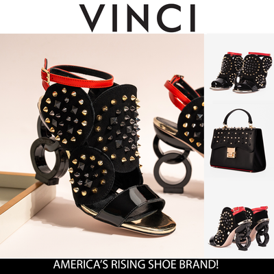 Vinci Leather The Infanta Black Spike Leather Ankle Strap Women Sandal – product view 6
