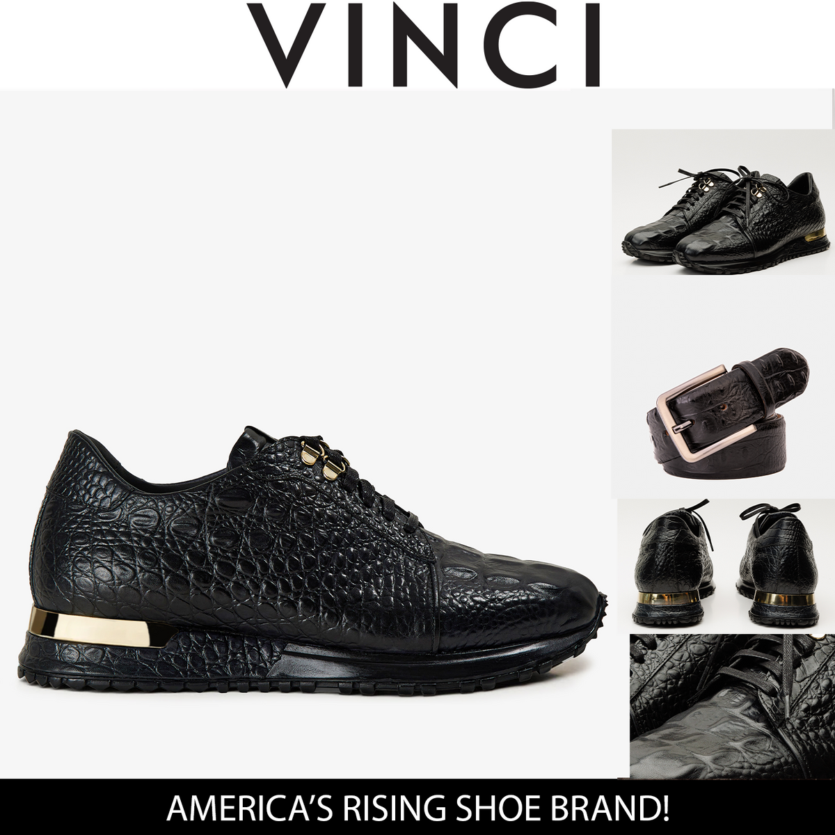 Vinci Leather The Bomba Black Leather Men Sneaker – product view 5
