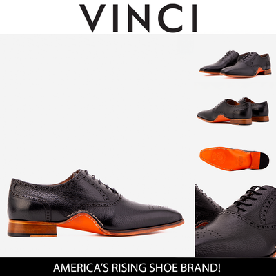 Vinci Leather The Draco Handmade Black Semi Brogue Oxford Men Shoe – product view 16