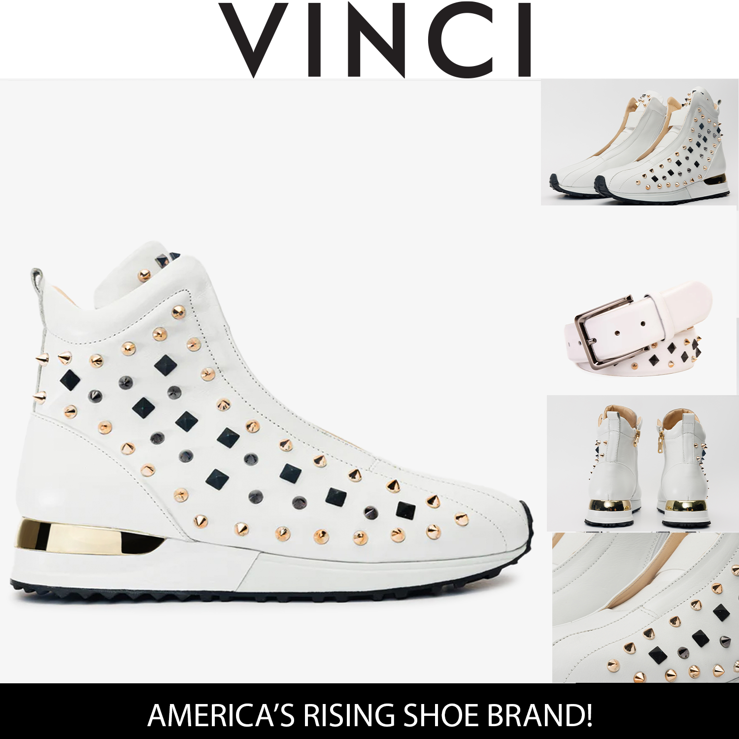 The Infanta High-Top White Spike Leather Men Sneaker Limited Edition