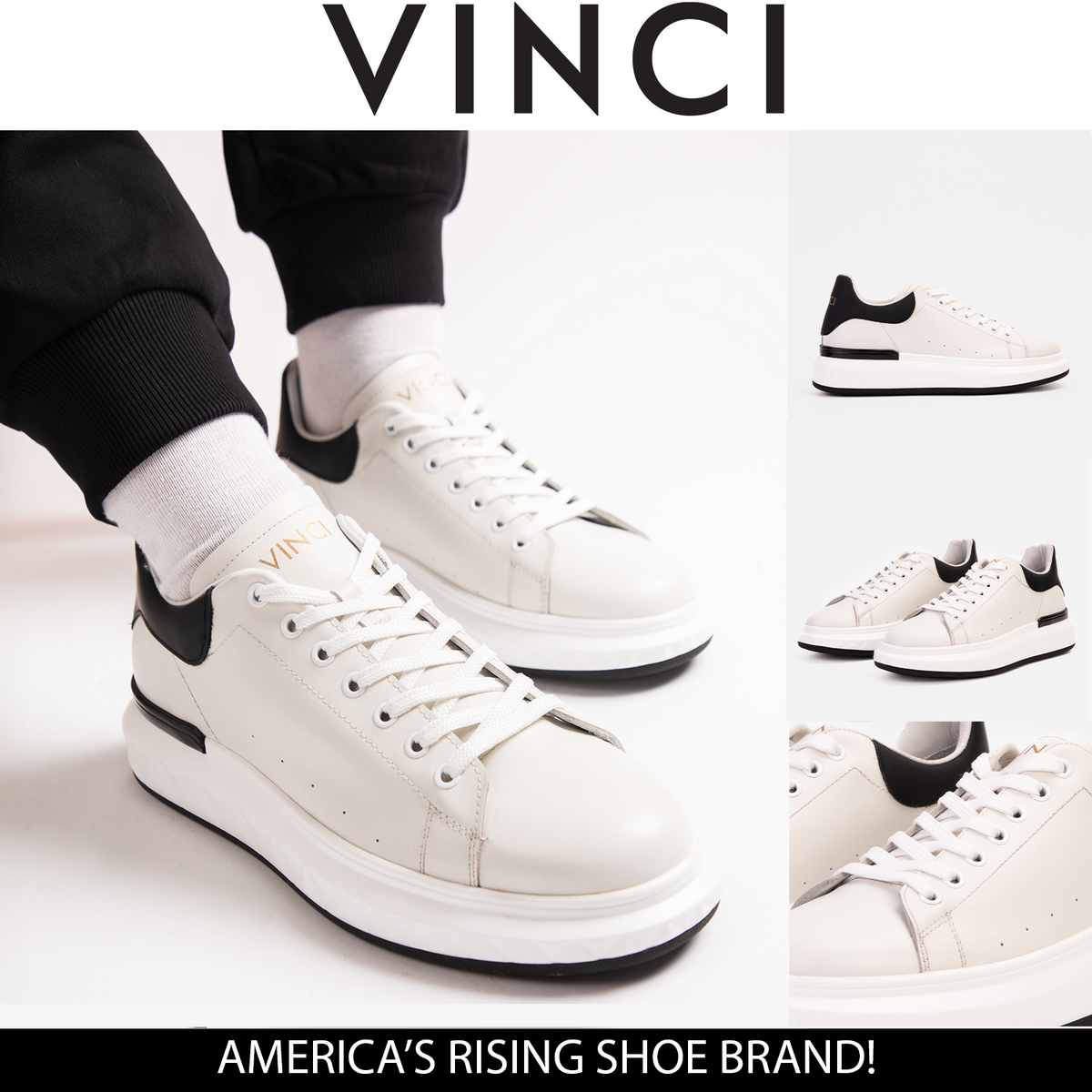 Vinci Leather The Linq White Leather Men Sneaker – product view 11