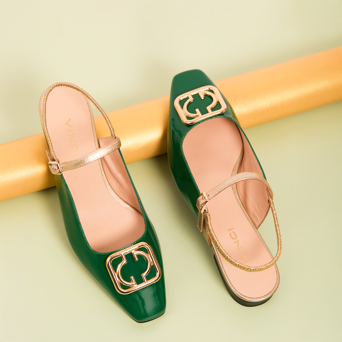 Vinci Leather The Rosalinda Green Patent Leather Women Flat Slingback Sandal – product view 6