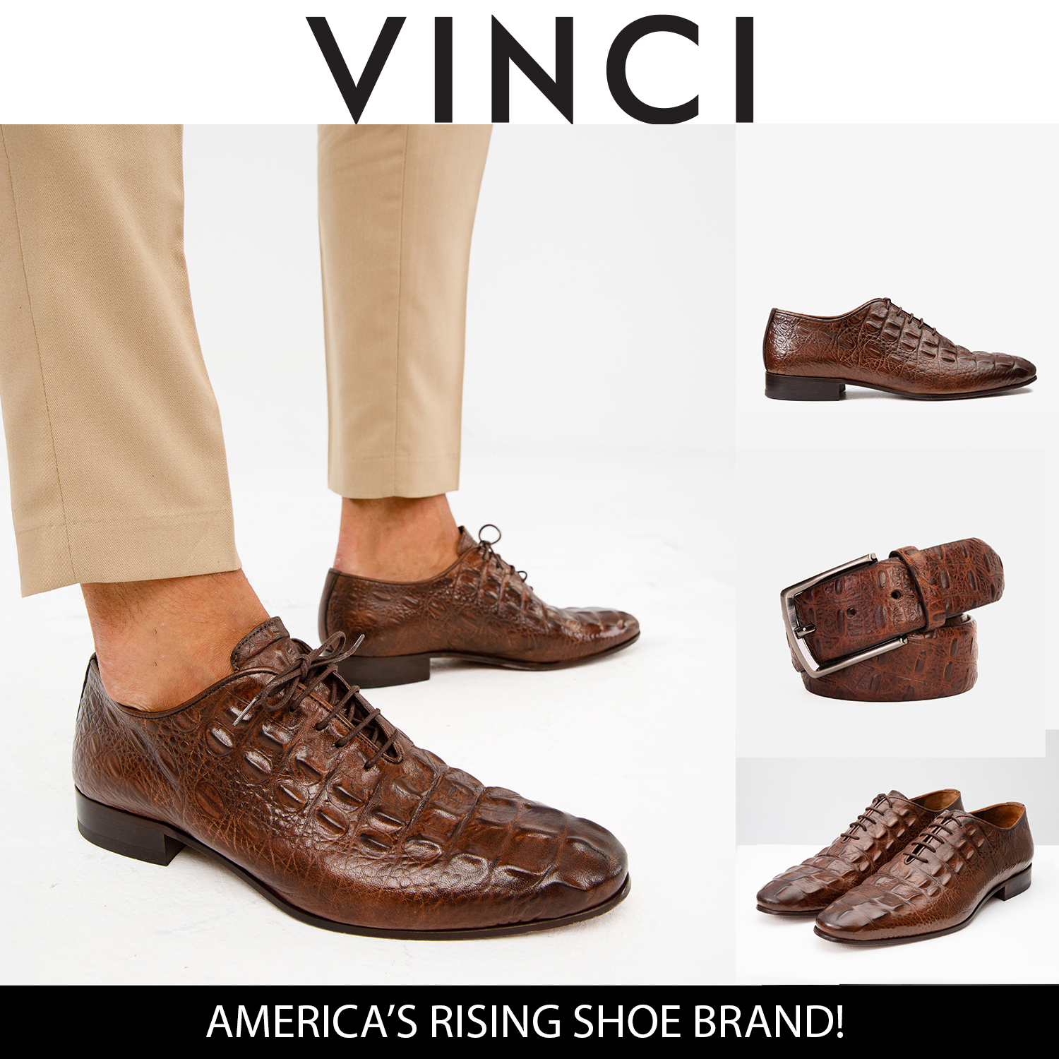 The Randor Brown Croc-Embossed Calf Leather Oxford Men Shoe