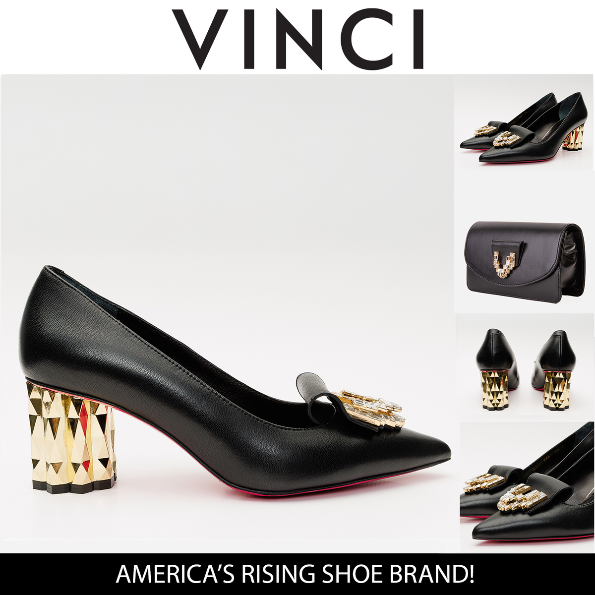 Vinci Leather The Love Black Leather Block Heel Pump Women Shoe – product view 5