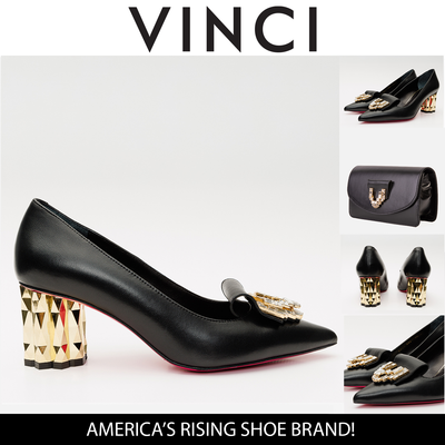Vinci Leather The Love Black Leather Block Heel Pump Women Shoe – product view 5