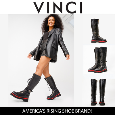 The Istinye Black Leather Knee High Lace-Up Women Boot Limited Edition