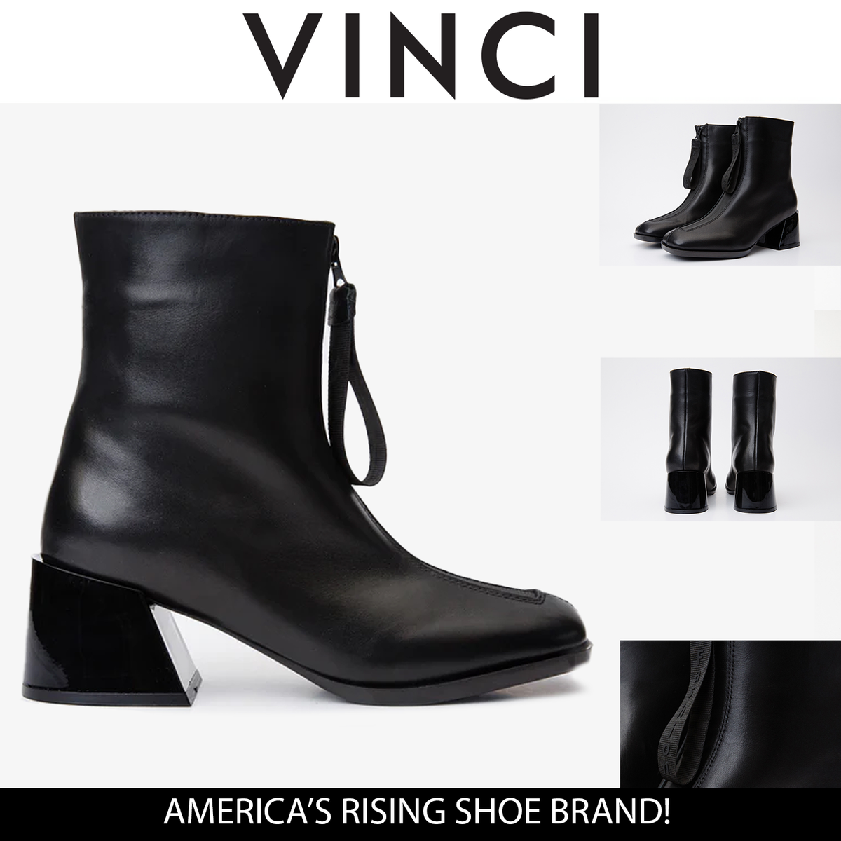 Vinci Leather The Tackle Black Leather Block Heel Women Boot – product view 6