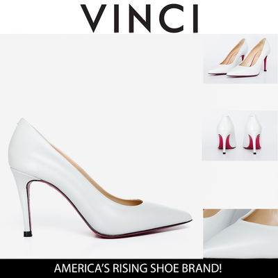 The Ege White Leather Pump Fuchsia Sole Women Shoe