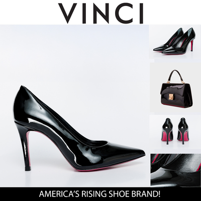 The Ege Black Patent Leather Pump Fuchsia Sole Women Shoe