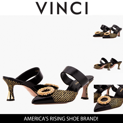Vinci Leather The Valencia Black & Gold Jewel Heel Women Mule Sandal – product view 17