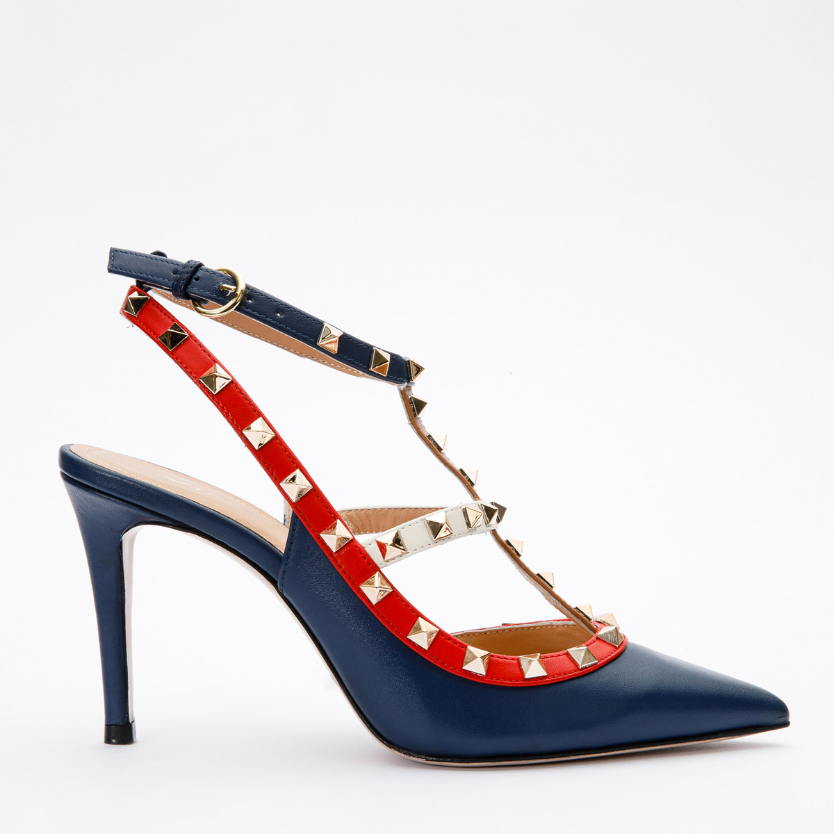The Sogi Navy Blue Leather Slingback Women Sandal