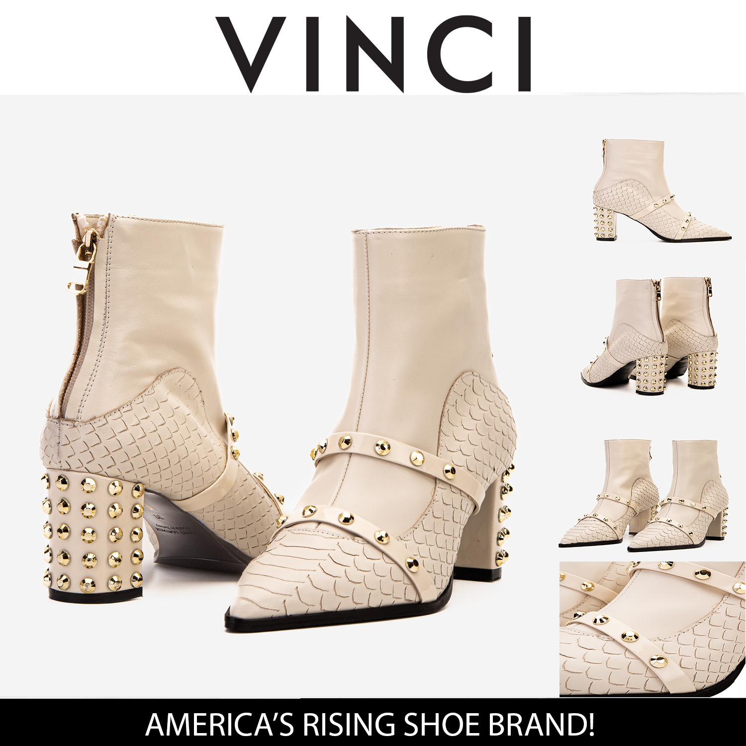 The Valentina Cream Leather Block Heel Women Boot