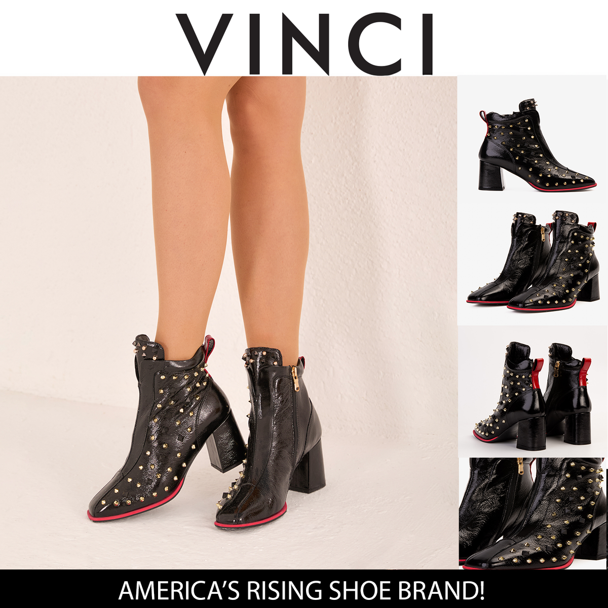 Vinci Leather The Infanta Black Leather Block Heel Women Boot – product view 5