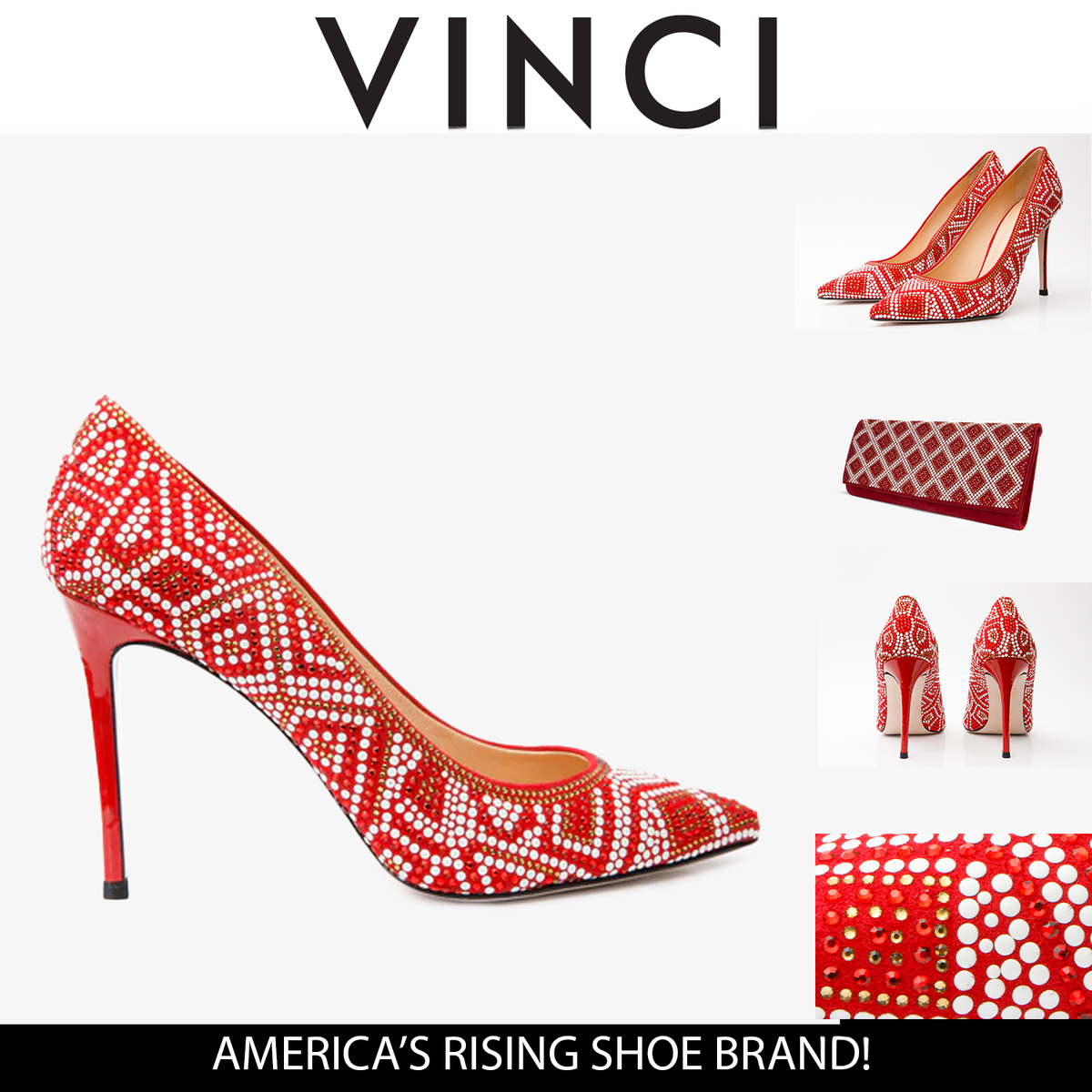 Vinci Leather The Nampula Red Glitter Leather Pump Women Shoe – product view 5