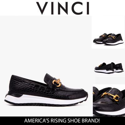 Vinci Leather The Milan Black  Croc-Embossed Leather Women Sneaker – product view 4