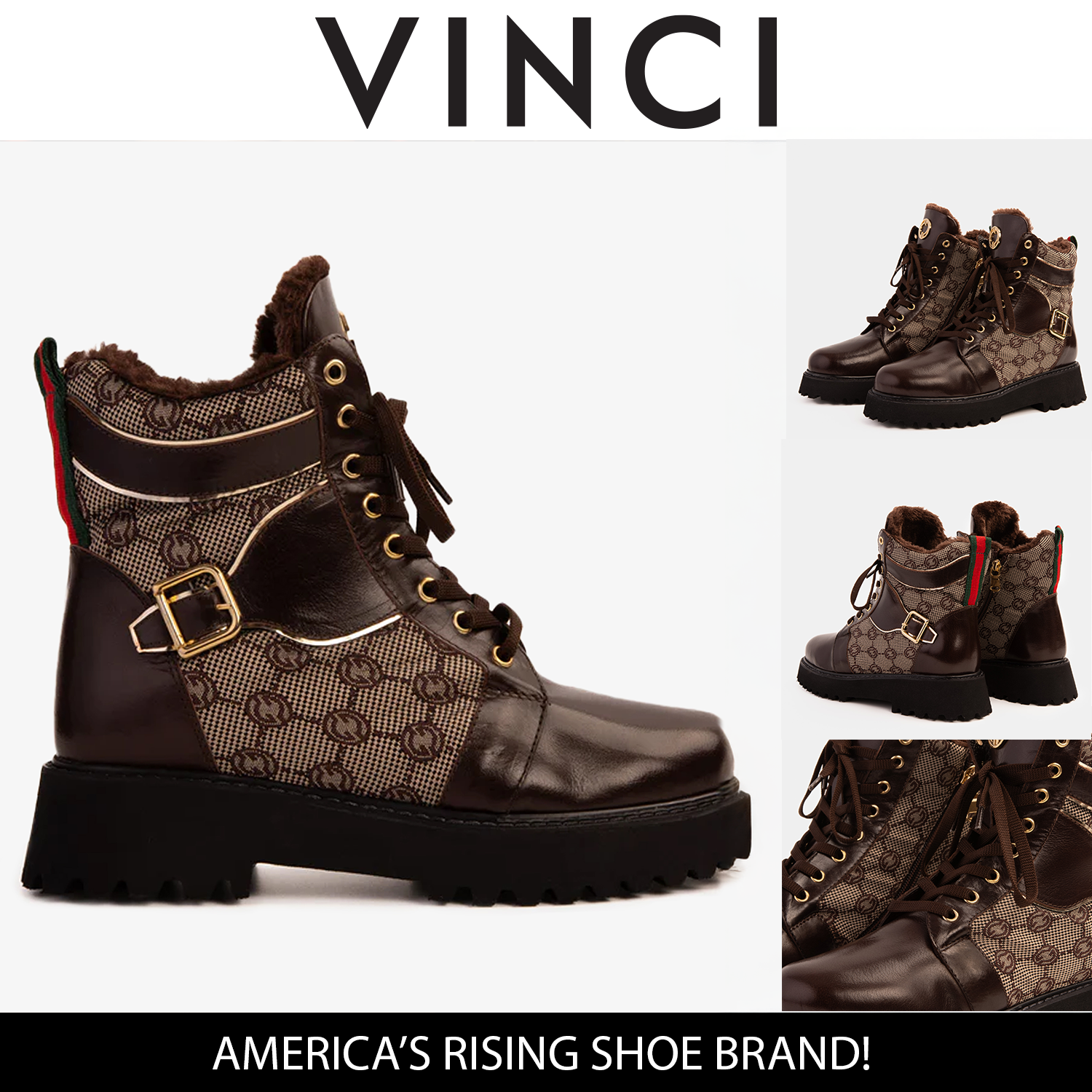 The Boston Brown Leather Lace-Up Ankle Women Boot With a Side Zipper