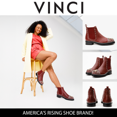 The Vuvulane Burgundy Spike Leather Ankle Women  Boot