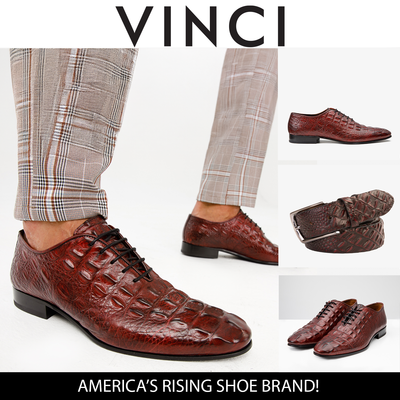 The Randor Burgundy Croc-Embossed Leather Oxford Men Shoe
