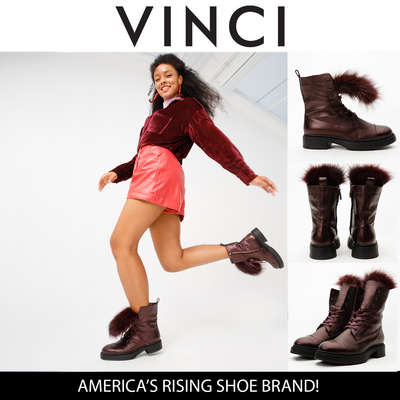 The Kajapati Burgundy Leather Natural Fur Mid Calf Women Boot