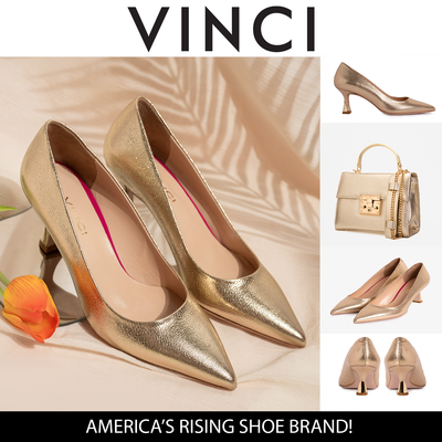 Vinci Leather The Brunello Gold Leather Pump Women Shoe – product view 7