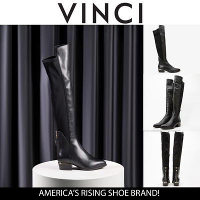 The Fairoks Black Leather Pointy Toe Knee High Women Boot