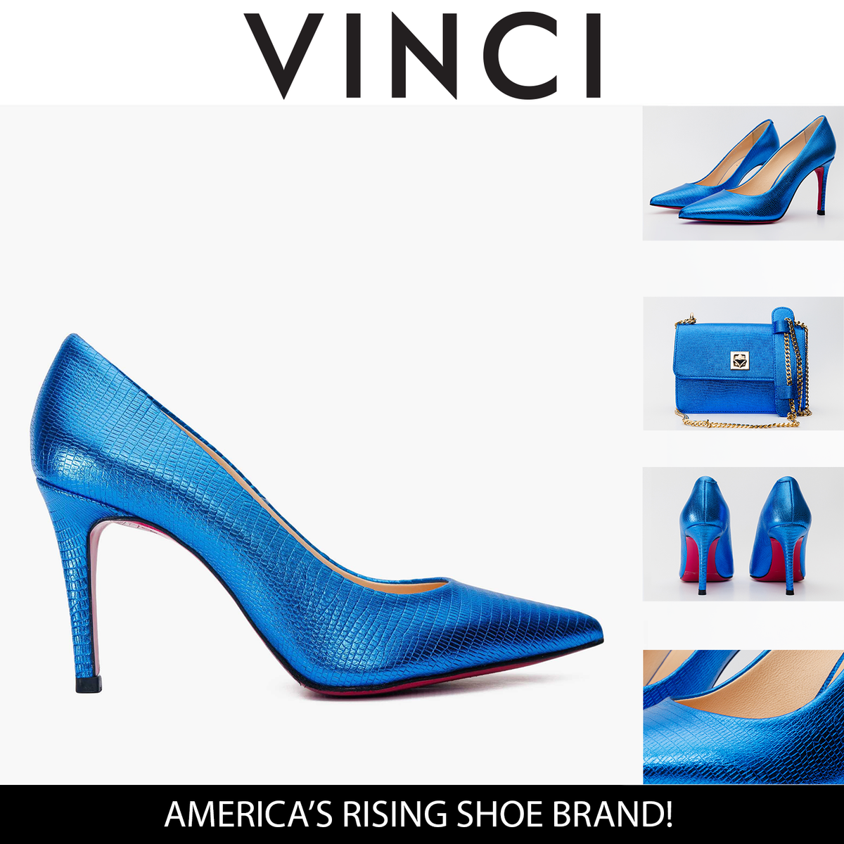 Vinci Leather The Maple Sax Blue Leather Pump Fuchsia Sole Women Shoe – product view 5