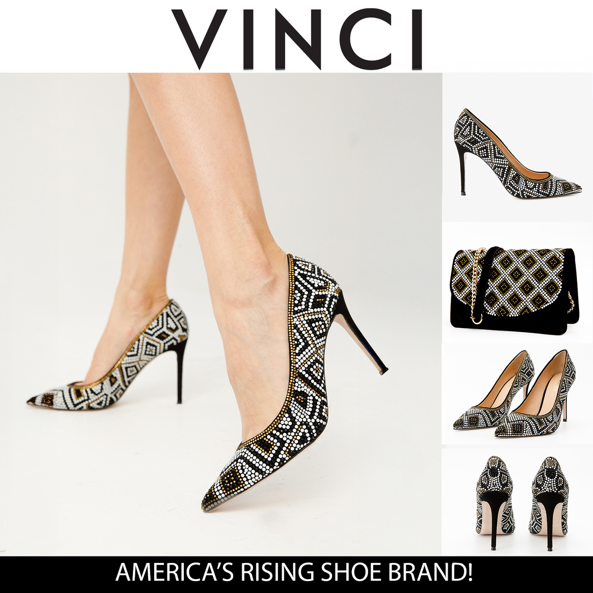 Vinci Leather The Nampula Black Glitter Leather Pump Women Shoe – product view 6