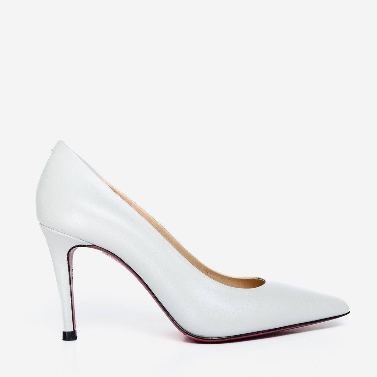 Vinci Leather The Ege White Leather Pump Fuchsia Sole Women Shoe – product view 1