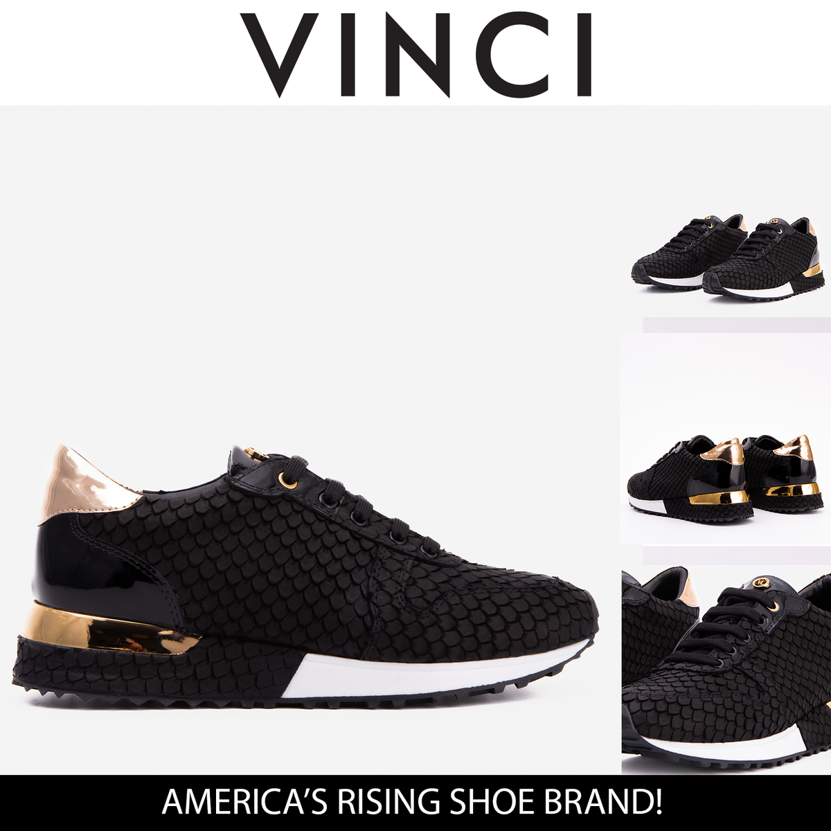 Vinci Leather The Scarlet Black Leather Women Sneaker – product view 4