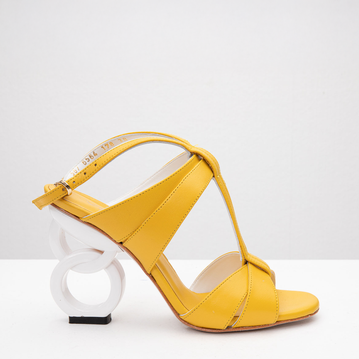 Vinci Leather The Duffryn Yellow T-Strap Leather Women Sandal – product view 1