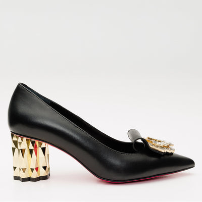 Vinci Leather The Love Black Leather Block Heel Pump Women Shoe – product view 1
