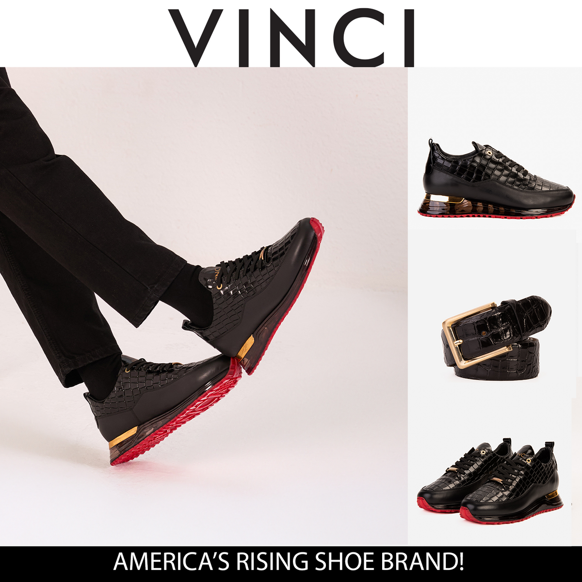 Vinci Leather The Marseille Black Leather Men Sneaker – product view 9