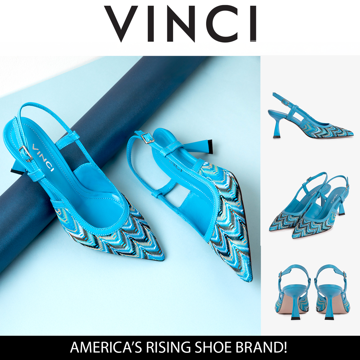 Vinci Leather The Napoli Blue Leather Slingback Women Sandal – product view 6