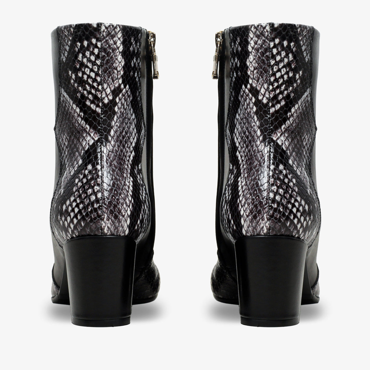 Vinci Leather The Arezzo Black & White Leather Block Heel Women Boot – product view 4