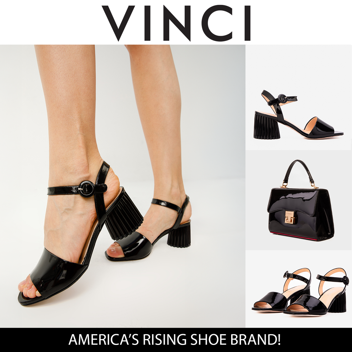 Vinci Leather The Bamba Black Patent Leather Women Sandal – product view 5