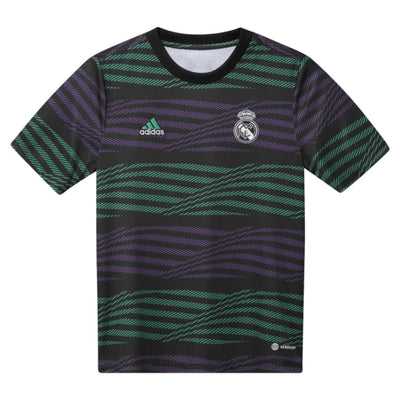 adidas Junior Real Madrid Pre Match Shirt - Black / Active Purple / Court Green