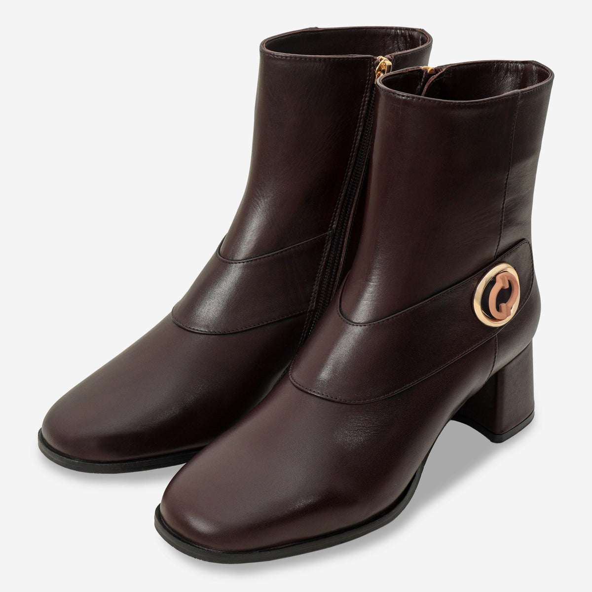 Vinci Leather The Windsor Brown Leather Block Heel Women Boot – product view 2