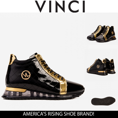 Vinci Leather The Prestige Black & Gold  Limited Edition  High-Top Men Sneaker – product view 10