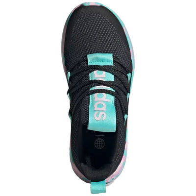 adidas kids LITE RACER ADAPT 5.0 SLIP-ON LACE SHOES ( Core Black / Clear Pink / Flash Aqua)
