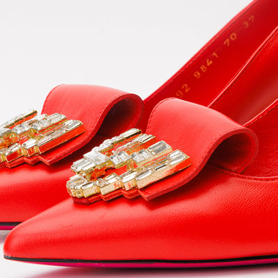 Vinci Leather The Love Red Leather Block Heel Pump Women Shoe – product view 4