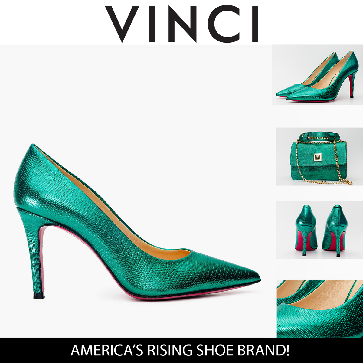 Vinci Leather The Maple Green Leather Pump Fuchsia Sole Women Shoe – product view 4