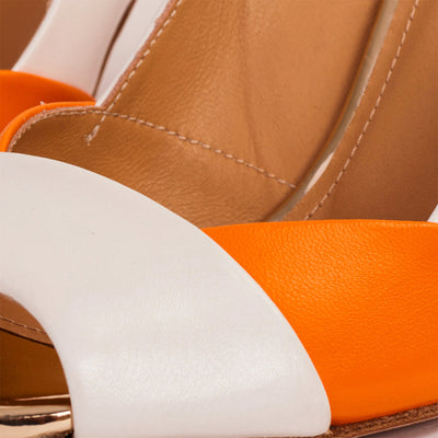 The Rize White Leather Pumpkin Heel Women Sandal