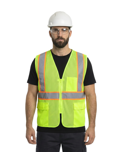 Kiwi High Visibility ANSI/ISEA 107-2020, Type R, Class 2 Contrast Trimmed Neon Safety Vest [70100]