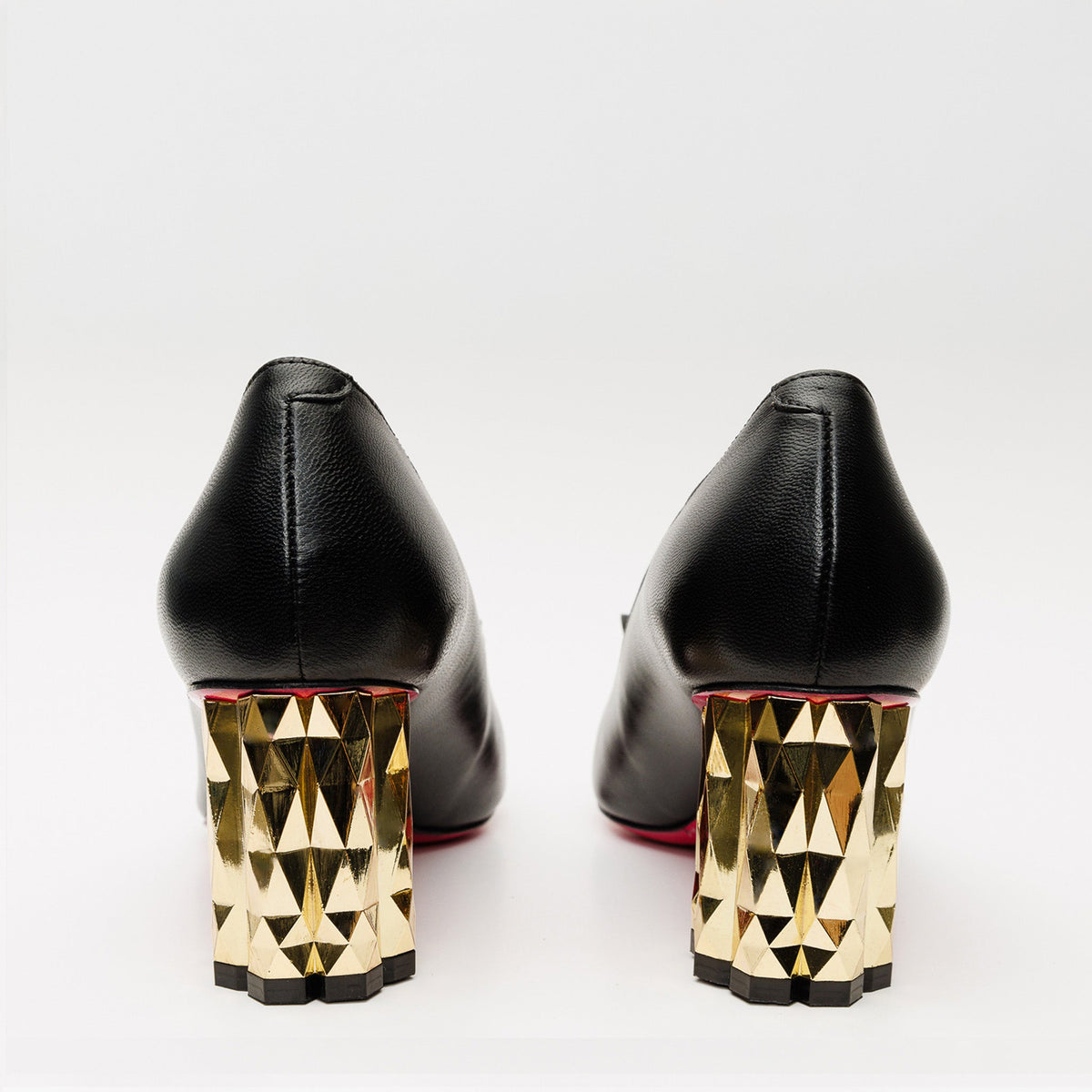 Vinci Leather The Love Black Leather Block Heel Pump Women Shoe – product view 4