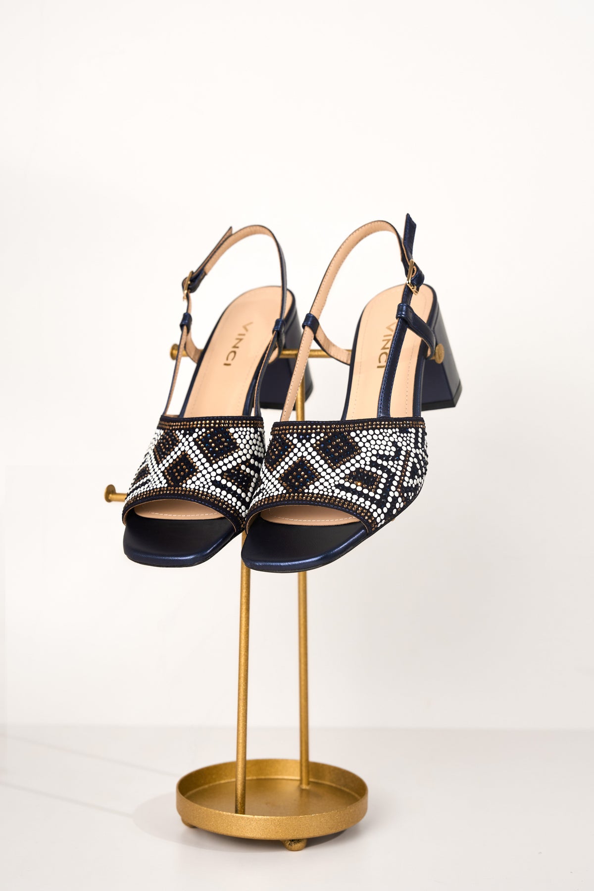 Vinci Leather The Nampula Navy Blue Leather Women Slingback Sandal – product view 16