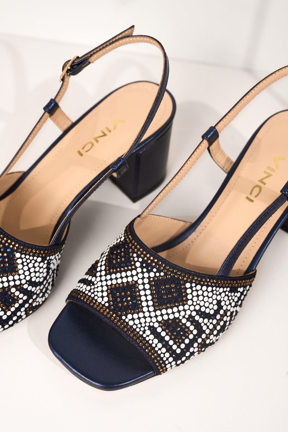 Vinci Leather The Nampula Navy Blue Leather Women Slingback Sandal – product view 7